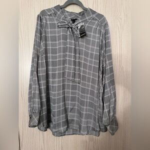 Torrid Black and White Plaid Blouse with purple